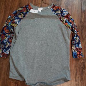 LulaRoe - Randy T - Large - Grey with Paisley